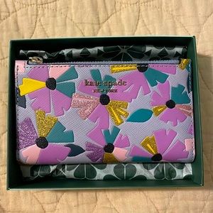 Kate Spade Spencer Glitter Floral Slim Bifold Wallet